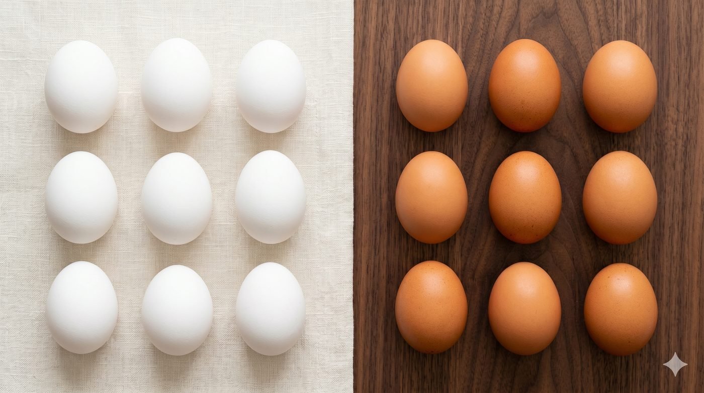 White vs brown eggs comparison