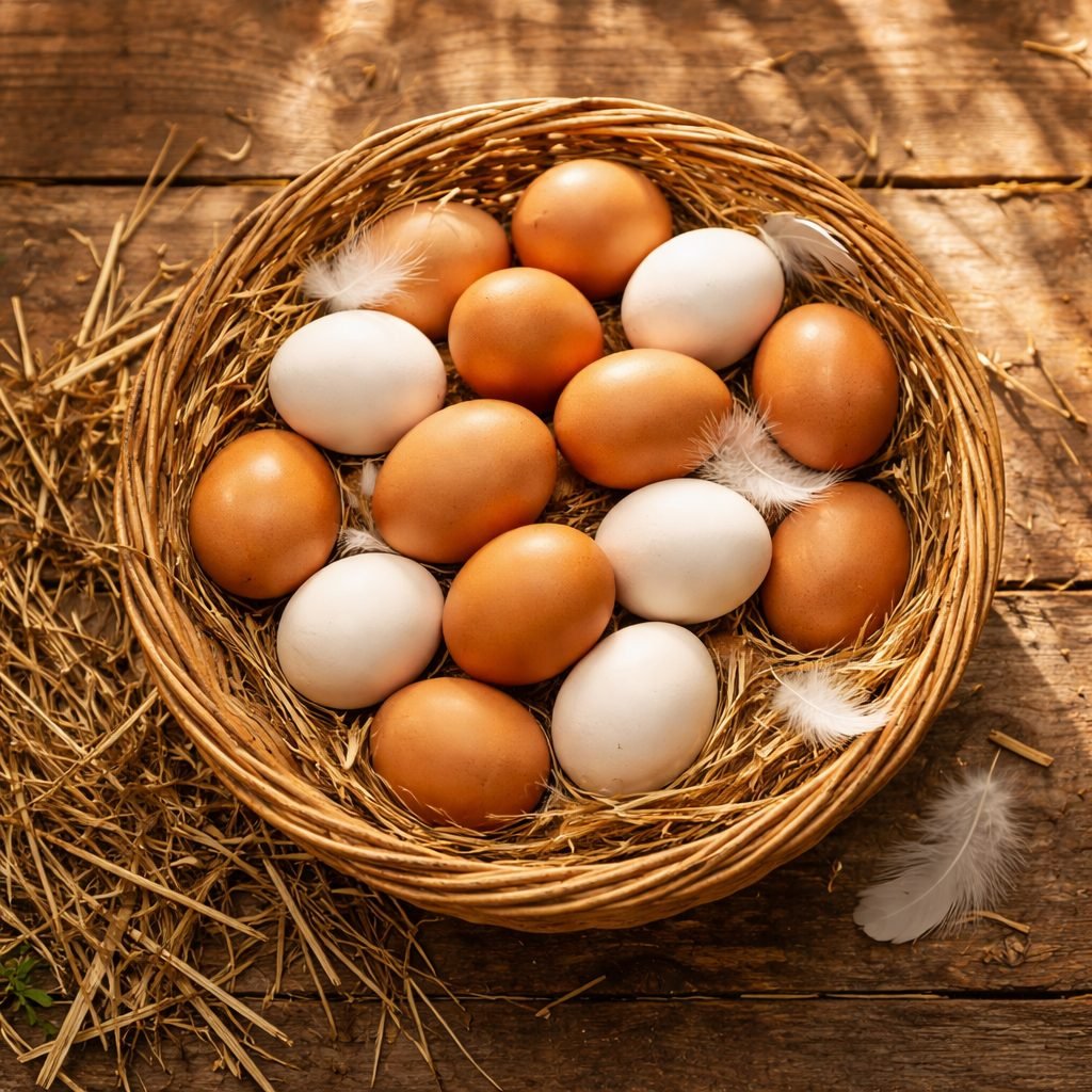 Fresh eggs collected every morning